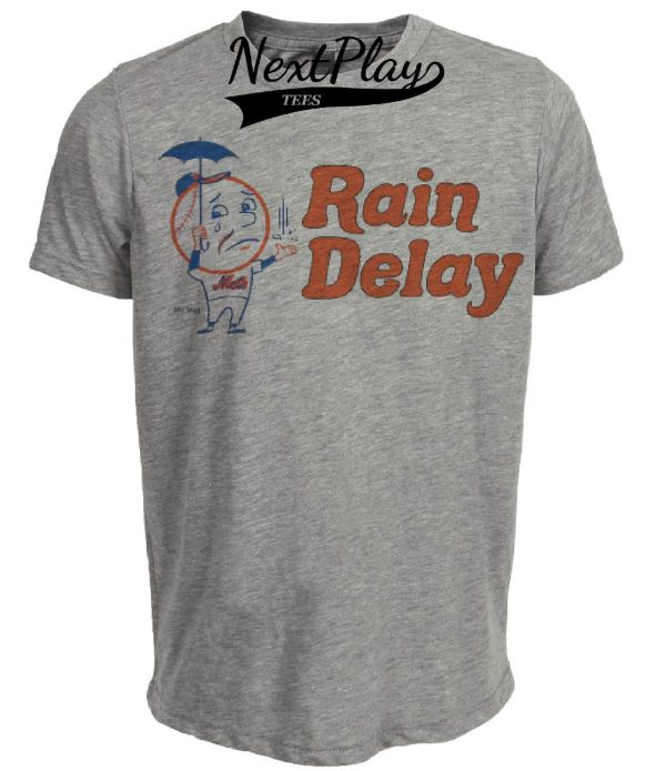 New York Mets Retro Mr. Met Rain Delay Baseball 1968 Artwork Heather Gray Sublimated T-Shirt