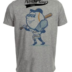 New York Mets Retro Mr. Met World Champion Baseball Artwork Heather Gray Sublimated T-Shirt