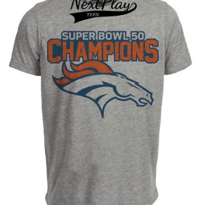 Denver Broncos Retro Super Bowl 50 Champs Football 2016 Artwork Heather Gray Sublimated T-Shirt