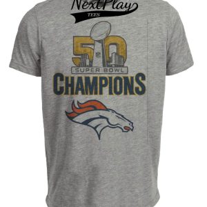 Denver Broncos Retro Super Bowl 50 Champs Football  Artwork Heather Gray Sublimated T-Shirt