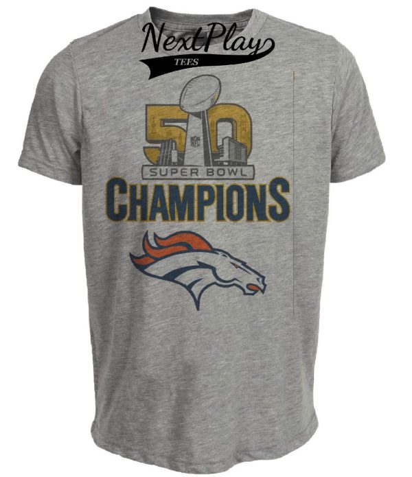 Denver Broncos Retro Super Bowl 50 Champs Football  Artwork Heather Gray Sublimated T-Shirt