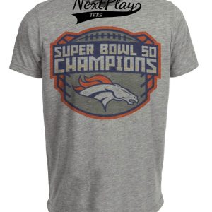 Denver Broncos Retro Super Bowl 50 Champs Football  Artwork Heather Gray Sublimated T-Shirt