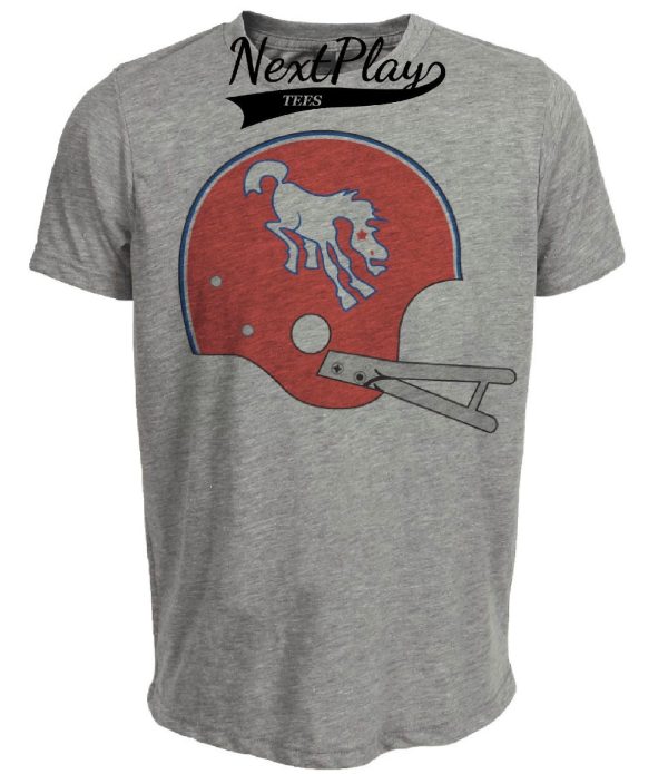 Denver Broncos Retro Football Helmet 1966 Artwork Heather Gray Sublimated T-Shirt