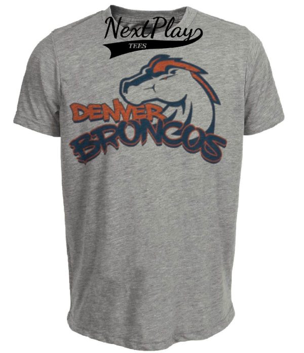 Denver Broncos Retro Football Artwork Heather Gray Sublimated T-Shirt