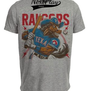 Texas Rangers Retro Baseball Mascot 1988 Artwork Heather Gray Sublimated T-Shirt
