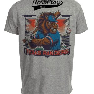 Texas Rangers Retro Baseball Mascot 1992 Artwork Heather Gray Sublimated T-Shirt