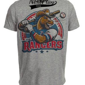 Texas Rangers Retro Baseball Mascot 1995 Artwork Heather Gray Sublimated T-Shirt