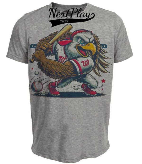 Washington Nationals Retro Baseball Mascot 1997 Artwork Heather Gray Sublimated T-Shirt