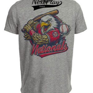 Washington Nationals Retro Baseball Mascot 1996 Artwork Heather Gray Sublimated T-Shirt