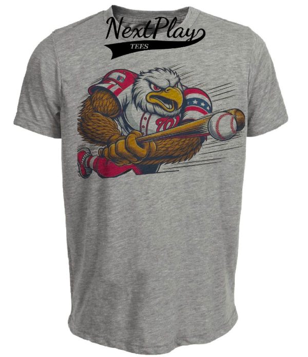 Washington Nationals Retro Baseball Mascot 1995 Artwork Heather Gray Sublimated T-Shirt