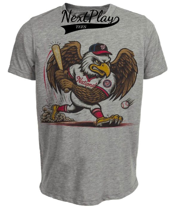 Washington Nationals Retro Baseball Mascot 1999 Artwork Heather Gray Sublimated T-Shirt
