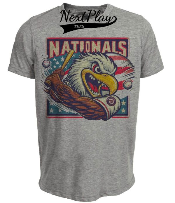 Washington Nationals Retro Baseball Mascot Mania 1999 Artwork Heather Gray Sublimated T-Shirt