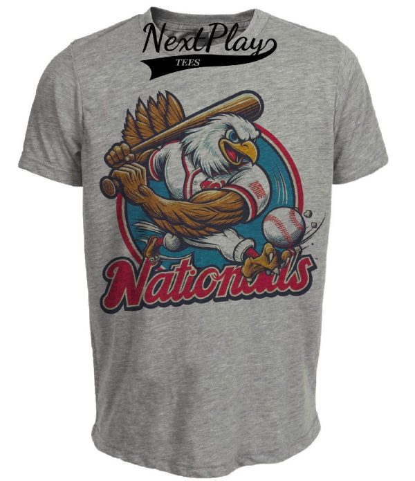 Washington Nationals Retro Baseball Mascot Mania 1998 Artwork Heather Gray Sublimated T-Shirt