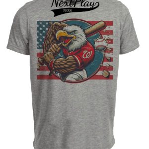 Washington Nationals Retro Baseball Mascot Mania 1995 Artwork Heather Gray Sublimated T-Shirt