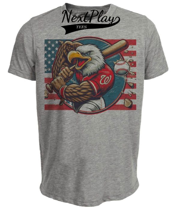 Washington Nationals Retro Baseball Mascot Mania 1995 Artwork Heather Gray Sublimated T-Shirt