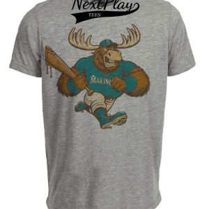Seattle Mariners Retro Baseball Mascot Mania 1995 Artwork Heather Gray Sublimated T-Shirt