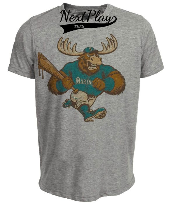 Seattle Mariners Retro Baseball Mascot Mania 1995 Artwork Heather Gray Sublimated T-Shirt