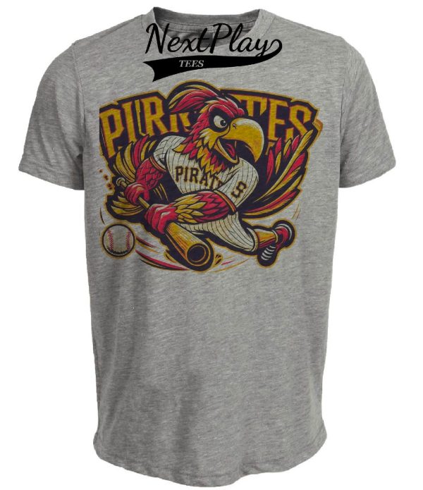 Pittsburgh Pirates Retro Baseball Mascot Mania 1995 Artwork Heather Gray Sublimated T-Shirt
