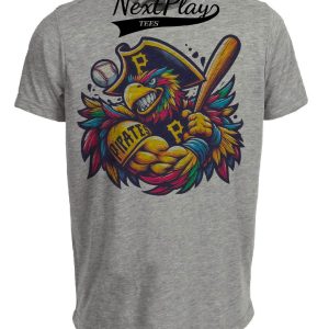 Pittsburgh Pirates Retro Baseball Mascot Mania 1994 Artwork Heather Gray Sublimated T-Shirt