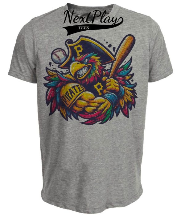 Pittsburgh Pirates Retro Baseball Mascot Mania 1994 Artwork Heather Gray Sublimated T-Shirt