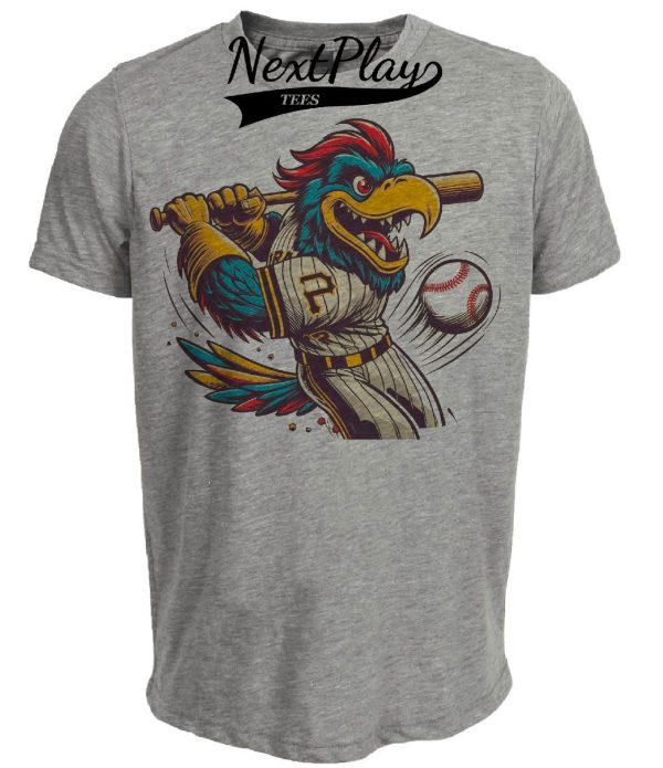 Pittsburgh Pirates Retro Baseball Mascot Mania 1993 Artwork Heather Gray Sublimated T-Shirt