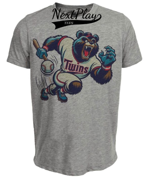 Minnesota Twins Retro Baseball Mascot Mania 1995 Artwork Heather Gray Sublimated T-Shirt