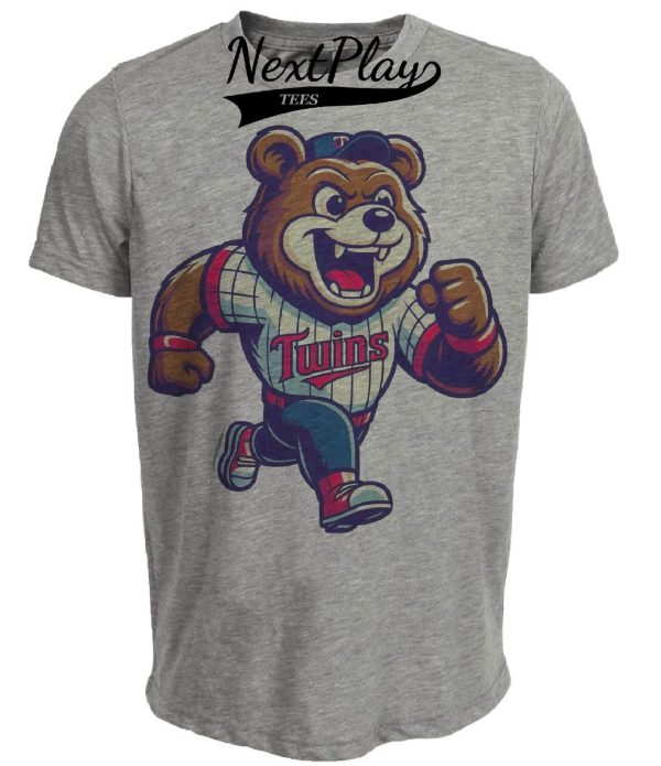 Minnesota Twins Retro Baseball Mascot Mania 1994 Artwork Heather Gray Sublimated T-Shirt