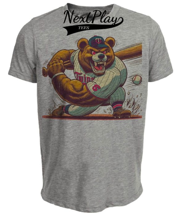 Minnesota Twins Retro Baseball Mascot Mania 1992 Artwork Heather Gray Sublimated T-Shirt