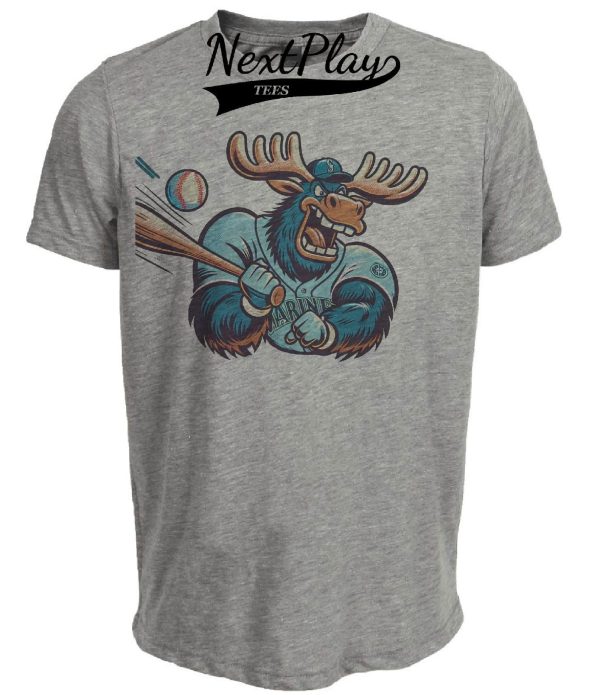 Seattle Mariners Retro Baseball Mascot Mania 1991 Artwork Heather Gray Sublimated T-Shirt