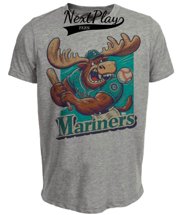 Seattle Mariners Retro Baseball Mascot Mania 1993 Artwork Heather Gray Sublimated T-Shirt