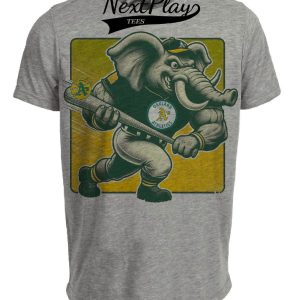 Oakland A’s Retro Baseball Mascot Mania 1993 Artwork Heather Gray Sublimated T-Shirt