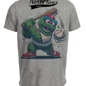 Philadelphia Phillies Retro Baseball Mascot Mania 1993 Artwork Heather Gray Sublimated T-Shirt