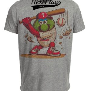 Philadelphia Phillies Retro Baseball Mascot Mania 1993 Artwork Heather Gray Sublimated T-Shirt