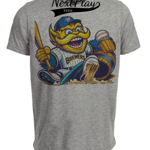 Milwaukee Brewers Retro Baseball Mascot Mania 1993 Artwork Heather Gray Sublimated T-Shirt