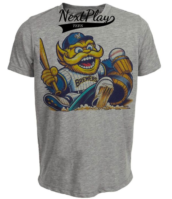 Milwaukee Brewers Retro Baseball Mascot Mania 1993 Artwork Heather Gray Sublimated T-Shirt