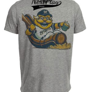 Milwaukee Brewers Retro Baseball Mascot Mania 1992 Artwork Heather Gray Sublimated T-Shirt