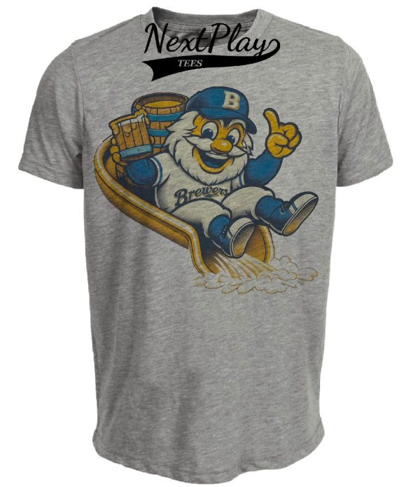 Milwaukee Brewers Retro Baseball Mascot Mania 1991 Artwork Heather Gray Sublimated T-Shirt