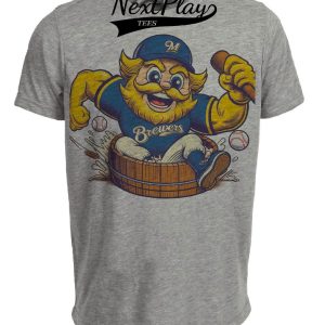 Milwaukee Brewers Retro Baseball Mascot Mania 1995 Artwork Heather Gray Sublimated T-Shirt
