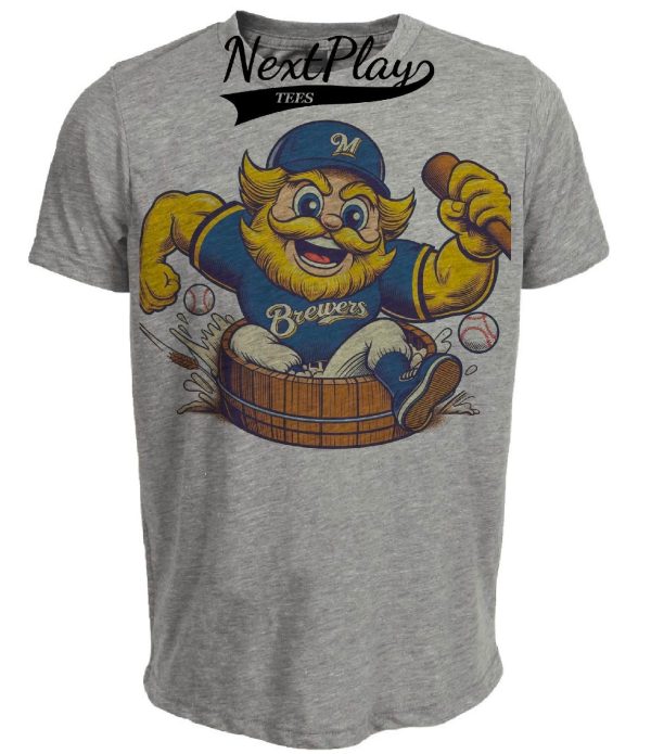Milwaukee Brewers Retro Baseball Mascot Mania 1995 Artwork Heather Gray Sublimated T-Shirt
