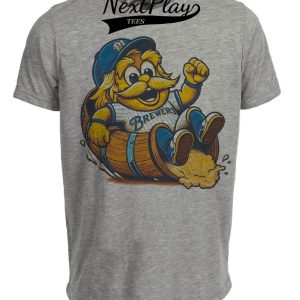 Milwaukee Brewers Retro Baseball Mascot Mania 1994 Artwork Heather Gray Sublimated T-Shirt