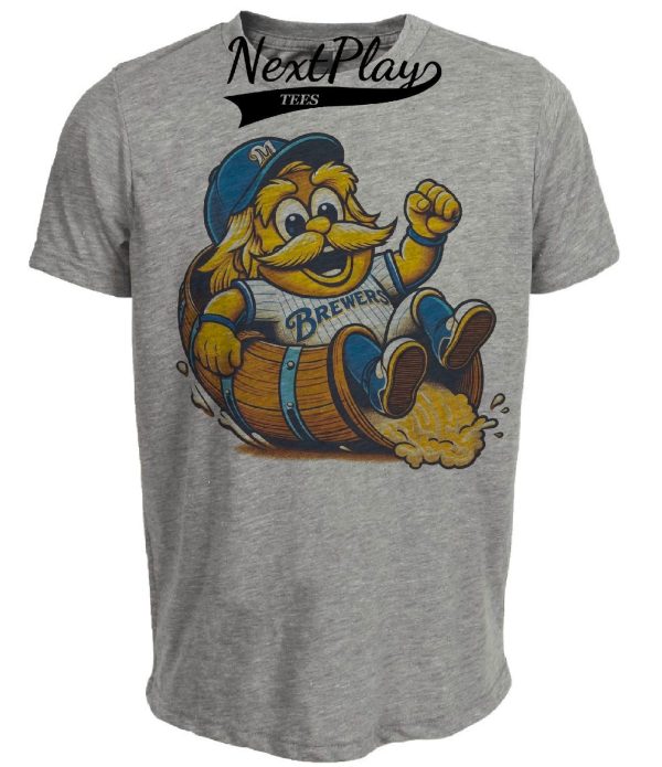 Milwaukee Brewers Retro Baseball Mascot Mania 1994 Artwork Heather Gray Sublimated T-Shirt