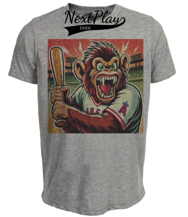 Los Angeles Angels Retro Baseball Mascot Mania 1994 Artwork Heather Gray Sublimated T-Shirt