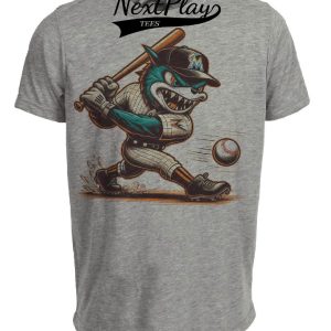 Florida Miami Marlins Retro Baseball Mascot Mania 1996 Artwork Heather Gray Sublimated T-Shirt