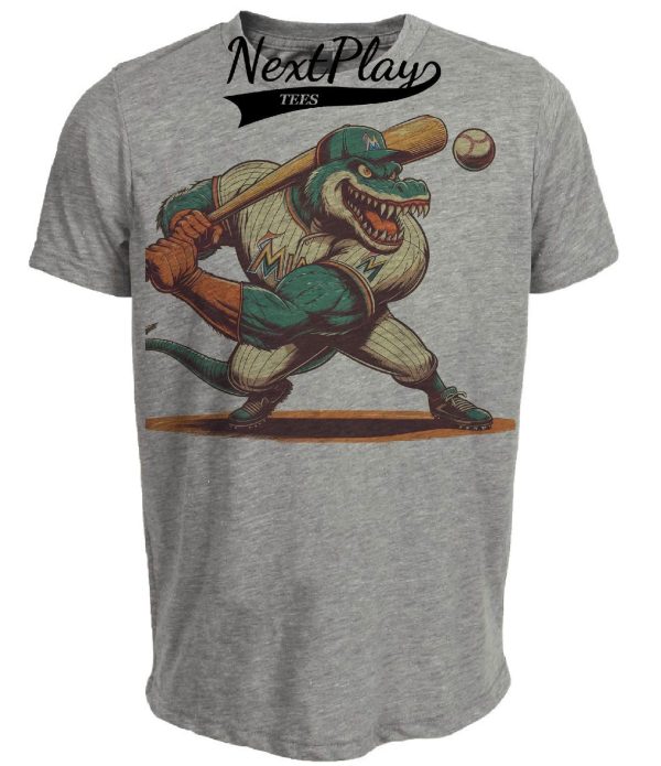 Florida Miami Marlins Retro Baseball Mascot Mania 1999 Artwork Heather Gray Sublimated T-Shirt