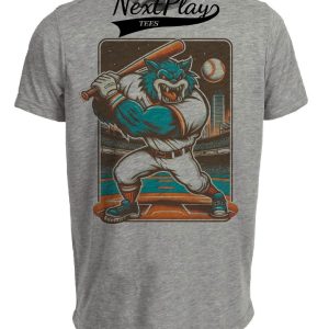 Florida Miami Marlins Retro Baseball Mascot Mania 2001 Artwork Heather Gray Sublimated T-Shirt