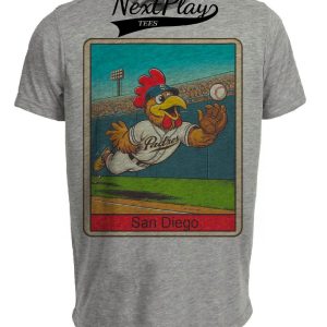 San Diego Padres Retro Baseball Chicken Mascot Mania 1988 Artwork Heather Gray Sublimated T-Shirt