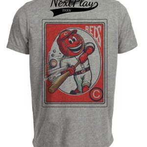 Cincinnati Reds Retro Baseball Mascot Mania 1988 Artwork Heather Gray Sublimated T-Shirt