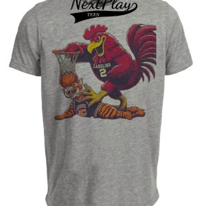 South Carolina Gamecocks vs. Auburn Tigers Retro Rivalry Basketball Mascot 1985 Artwork Heather Gray Sublimated T-Shirt