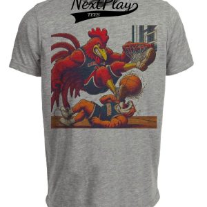 South Carolina Gamecocks vs. Auburn Tigers Retro Rivalry Basketball Mascot 1998 Artwork Heather Gray Sublimated T-Shirt