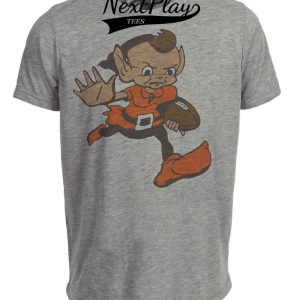 Cleveland Browns Retro Brownie Elf Mascot Football Artwork Heather Gray Sublimated T-Shirt